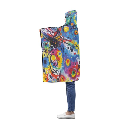 Play of colors and shapes. Abstract tie-dye art. Flannel Hooded Blanket 40''x50''