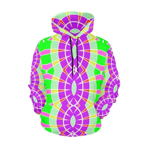 Fractoberry Bright Colors 002WH All Over Print Hoodie for Women (USA Size) (Model H13)