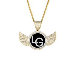 TMT 1 Wings Gold Photo Pendant with Rope Chain