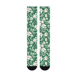 Green flowers garden brushstrokes Over-The-Calf Socks