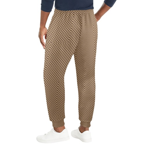 DIONIO Clothing - Brown & Badge Checkered Men's Casual Sweatpants Men's Casual Sweatpants (Model L72)