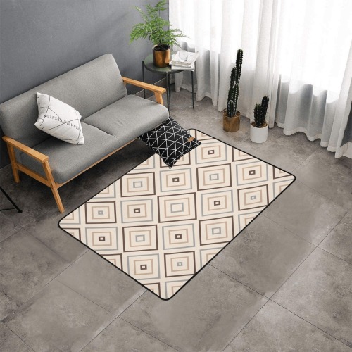 Tracery in Dark and Light brown Area Rug with Black Binding 5'3''x4'