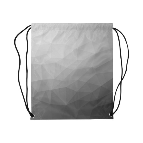 Grey Gradient Geometric Mesh Pattern Large Drawstring Bag Model 1604 (Twin Sides)  16.5"(W) * 19.3"(H)