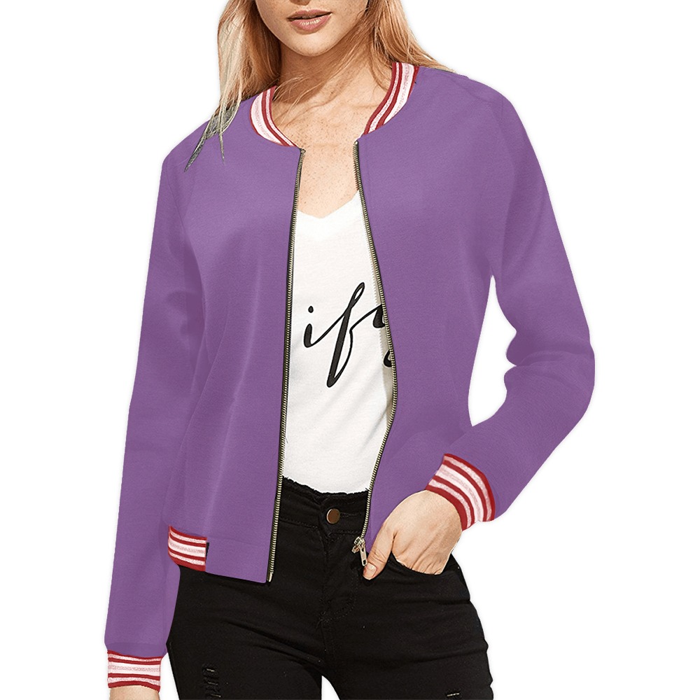 PURPLE FASHION All Over Print Bomber Jacket for Women (Model H21)