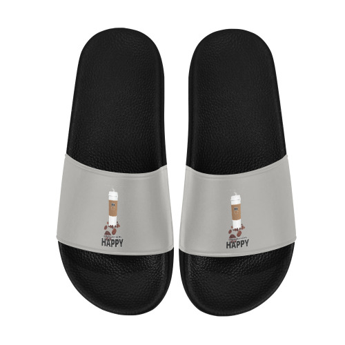 Coffee Makes Me Happy Men's Slide Sandals (Model 057)