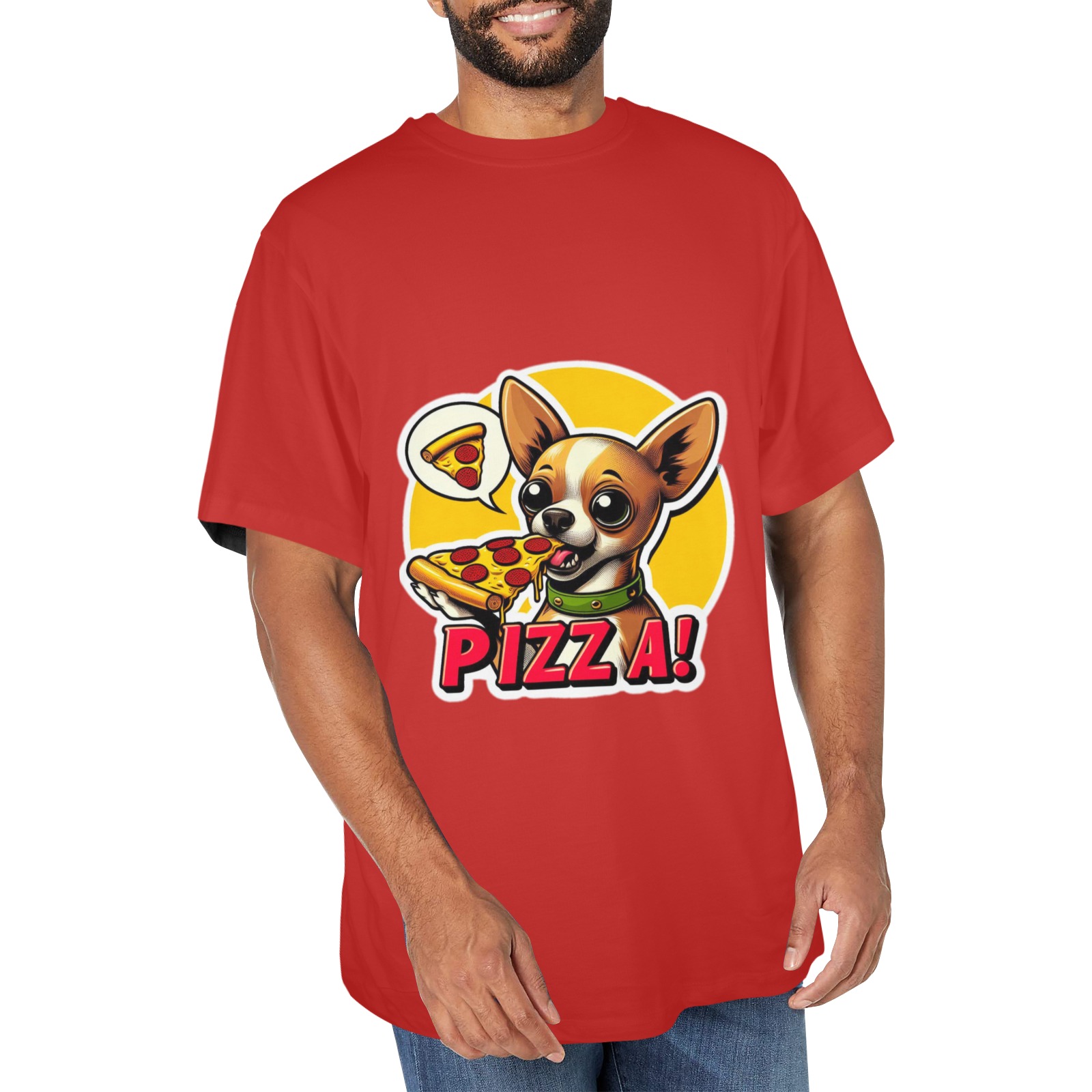 CHIHUAHUA EATING PIZZA 11 Men's Glow in the Dark T-shirt (Two Sides Printing)