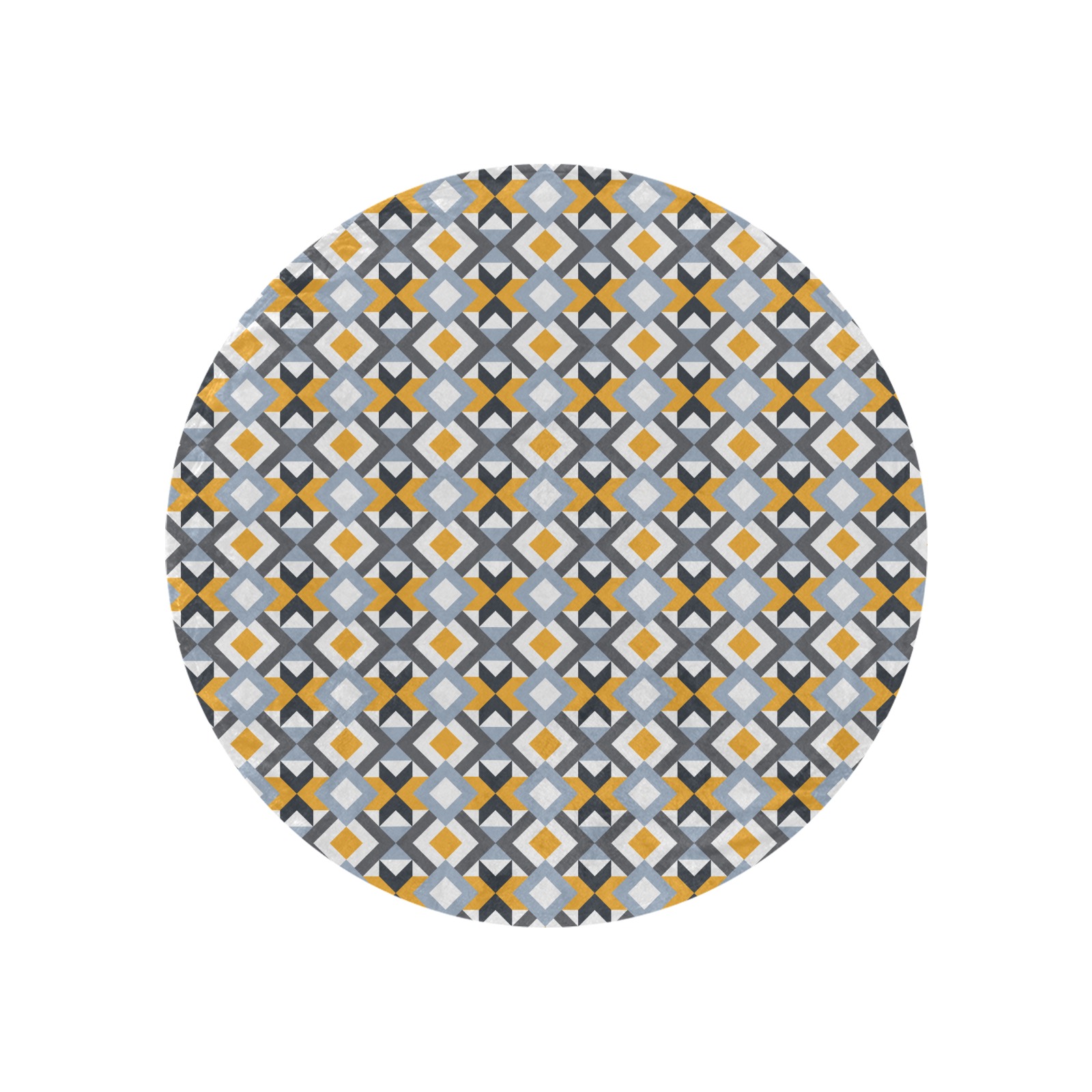 Retro Angles Abstract Geometric Pattern Circular Ultra-Soft Micro Fleece Blanket 47"