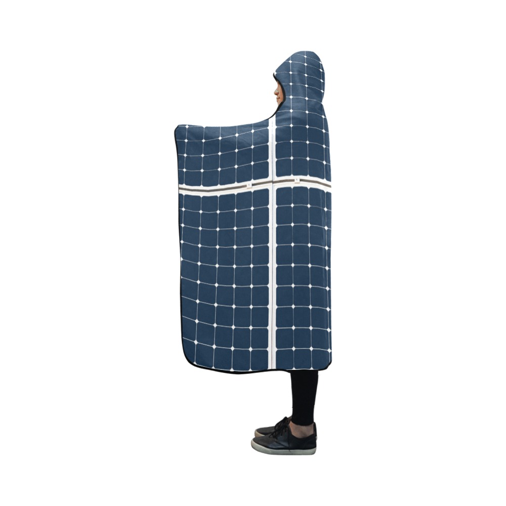 Solar Technology Power Panel Image Sun Energy Hooded Blanket 50''x40''