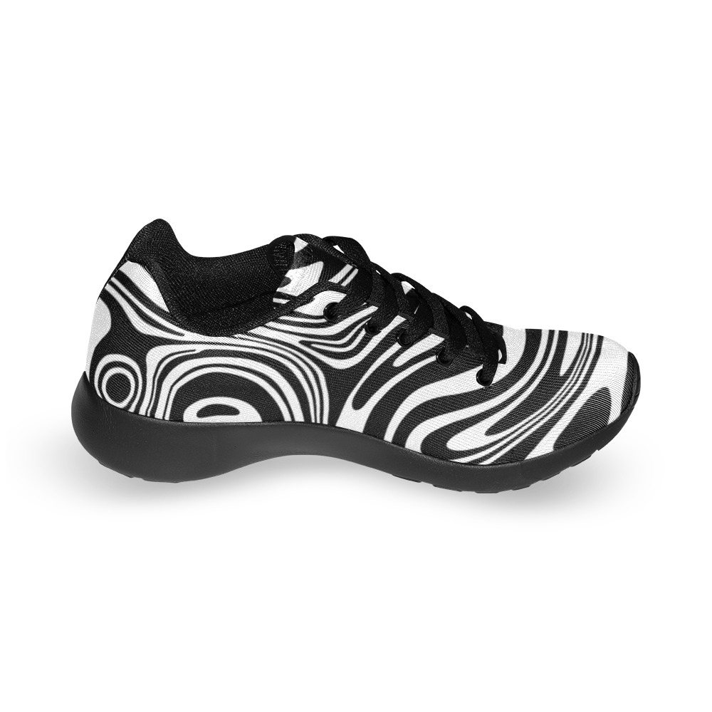 Black and White Marble Women’s Running Shoes (Model 020)