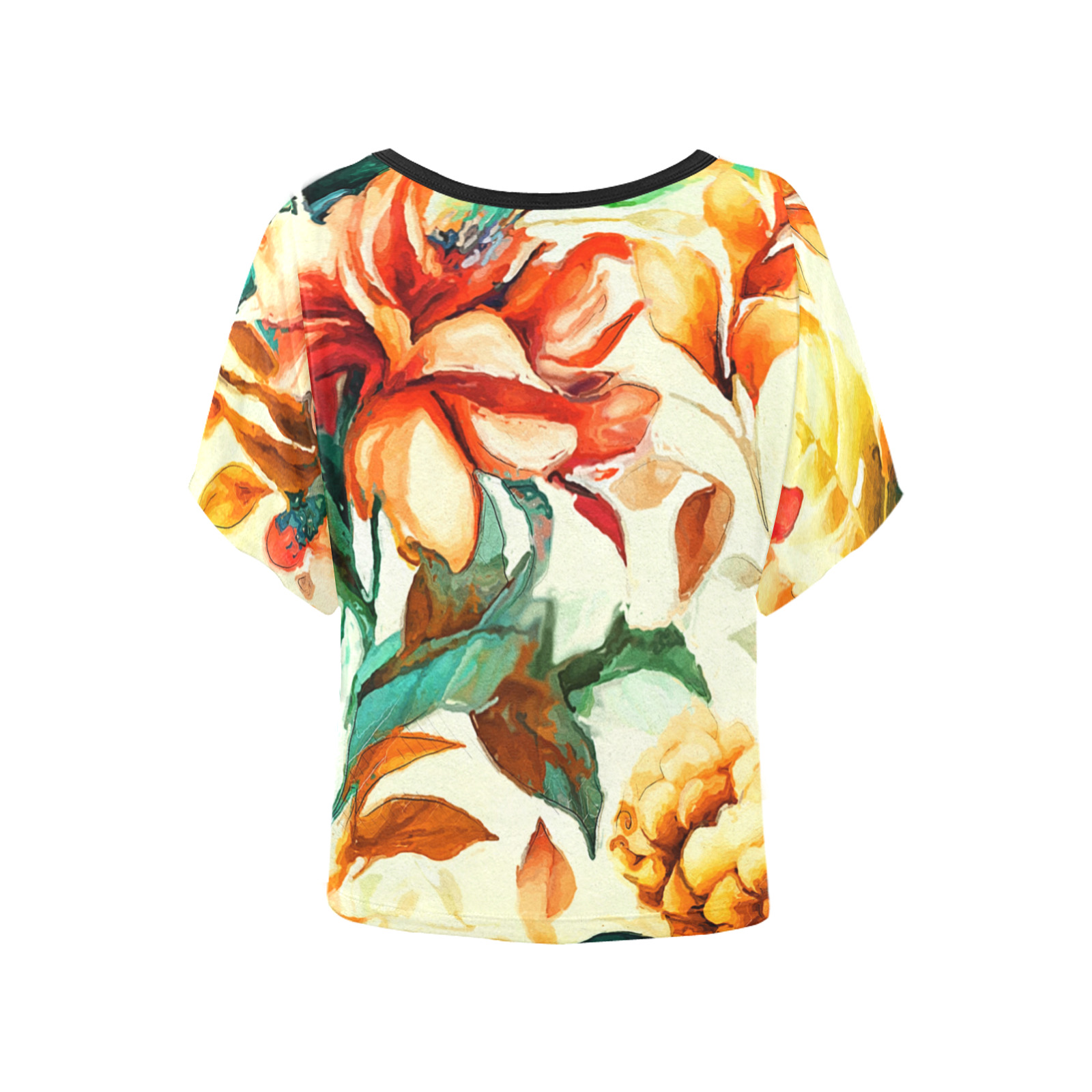 flowers botanic art (1) all over print tshirt Women's Batwing-Sleeved Blouse T shirt (Model T44)