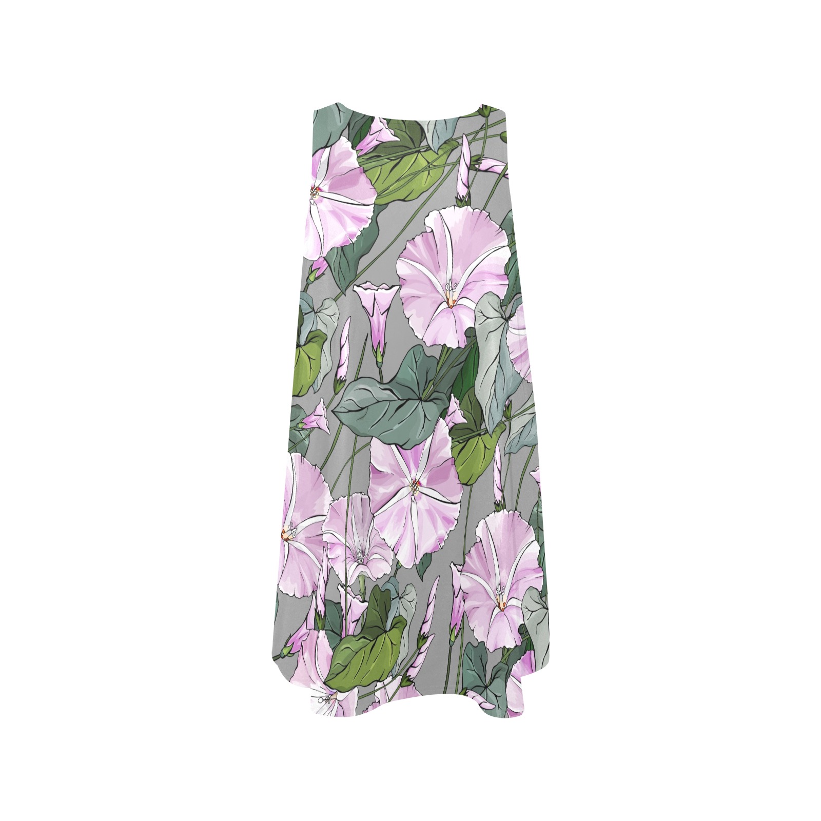 Wildflowers on Gray Background Sleeveless A-Line Pocket Dress (Model D57)