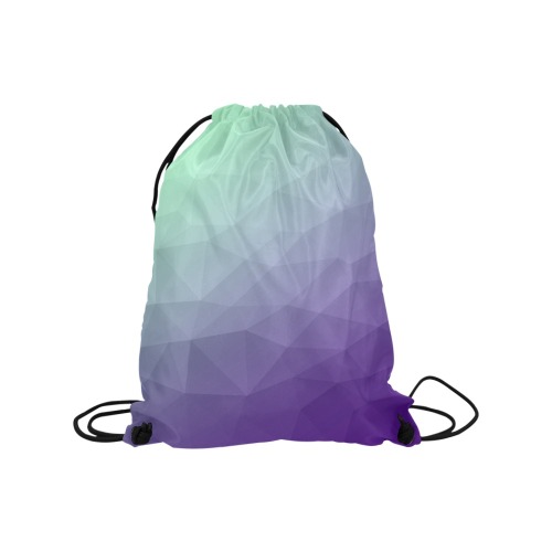 Purple green ombre gradient geometric mesh pattern Medium Drawstring Bag Model 1604 (Twin Sides) 13.8"(W) * 18.1"(H)