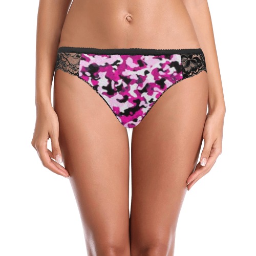 Miss Pink camo Women's Lace Panty (Model L41)