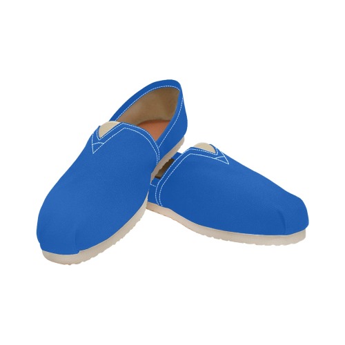 Solid Blue Women's Classic Canvas Slip-On (Model 1206)