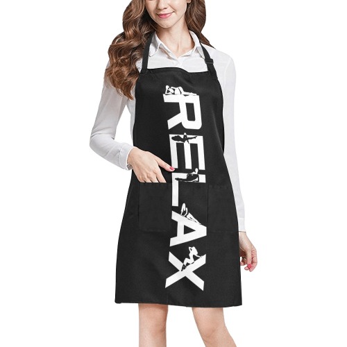 Relax white text and silhouettes of relaxing women All Over Print Apron