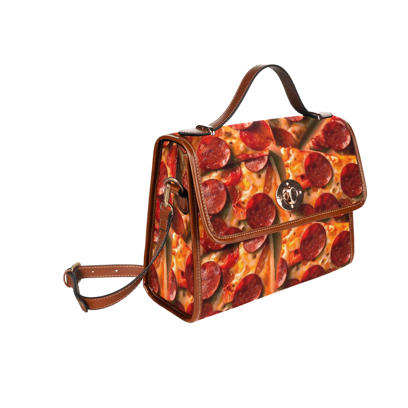 PEPPERONI PIZZA 11 Waterproof Canvas Bag-Brown (All Over Print) (Model 1641)