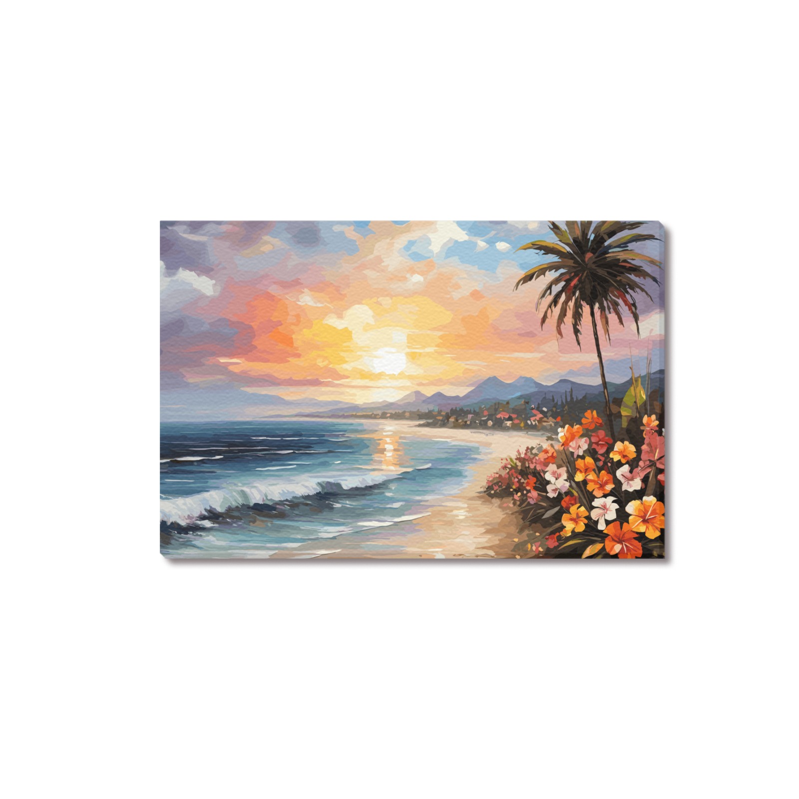 Beautiful calm sunset over the tropical island. Upgraded Canvas Print 18"x12"