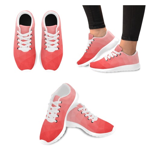 Red gradient geometric mesh pattern Women’s Running Shoes (Model 020)
