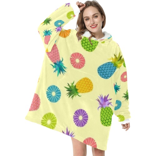 pineapple_background_multicolored_flat_decoration_6831771 Blanket Hoodie for Women