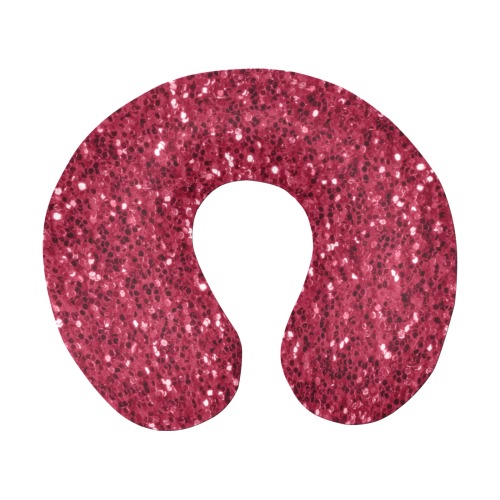 Magenta dark pink red faux sparkles glitter U-Shape Travel Pillow