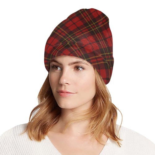 Red tartan plaid winter Christmas pattern holidays All Over Print Beanie for Adults