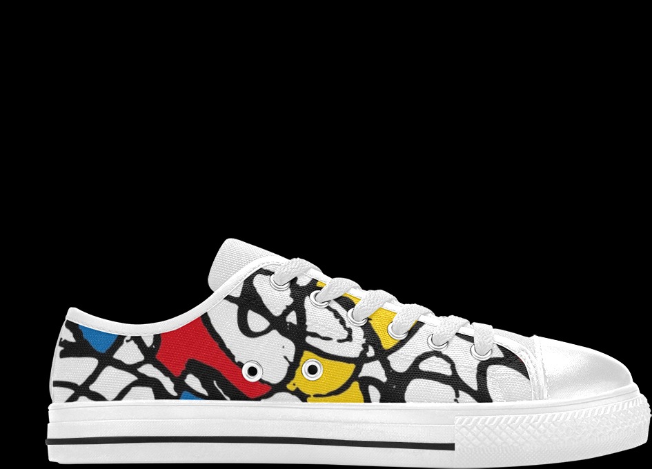 Mondrian Doodle Scribble Men's Classic Canvas Shoes (Model 018)