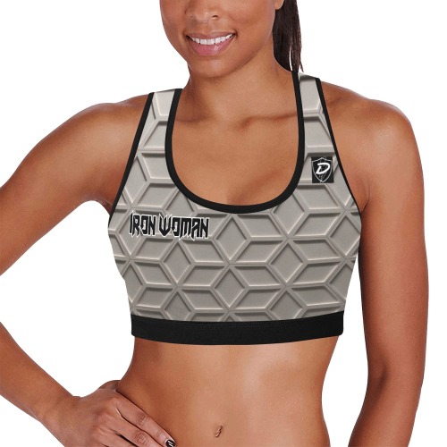 DIONIO Clothing - IRON WOMAN Sports Bra Women's All Over Print Sports Bra (Model T52)