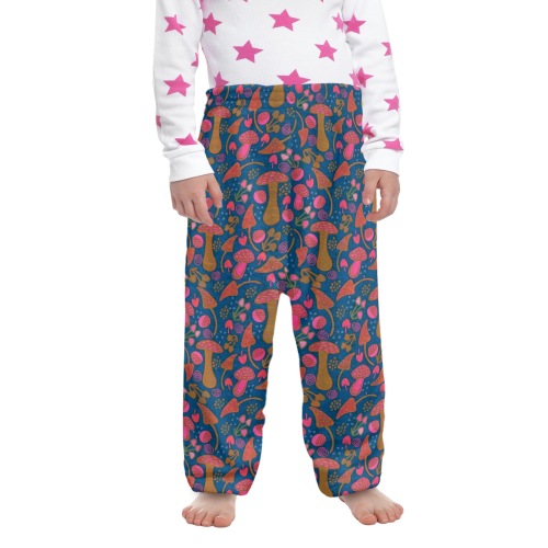 Unique Mushroom Pattern Little Kids' Coral Fleece Pajama Trousers (Model L76)