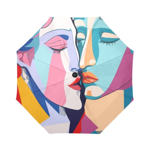 Love. Kissing man, woman art. Pastel colors. Auto-Foldable Umbrella (Model U04)