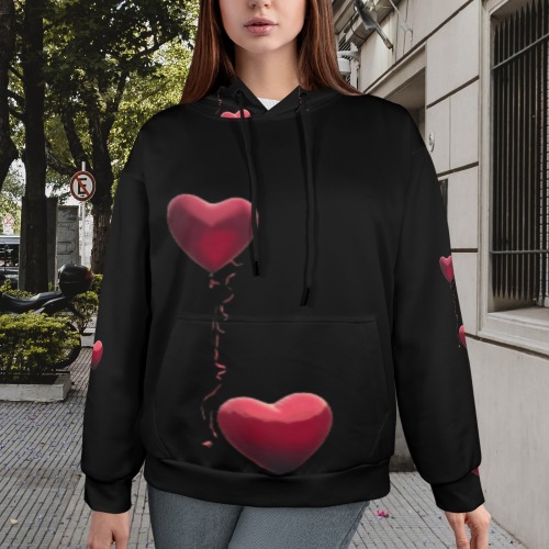 heart Women's All Over Print Hoodie (Model H61)