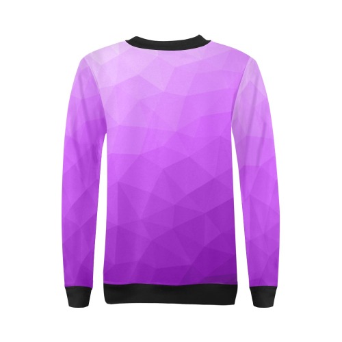 Purple gradient geometric mesh pattern All Over Print Crewneck Sweatshirt for Women (Model H18)
