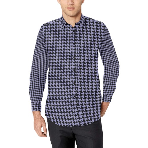 Houndstooth Gray and Black Men's All Over Print Casual Dress Shirt (Model T61)