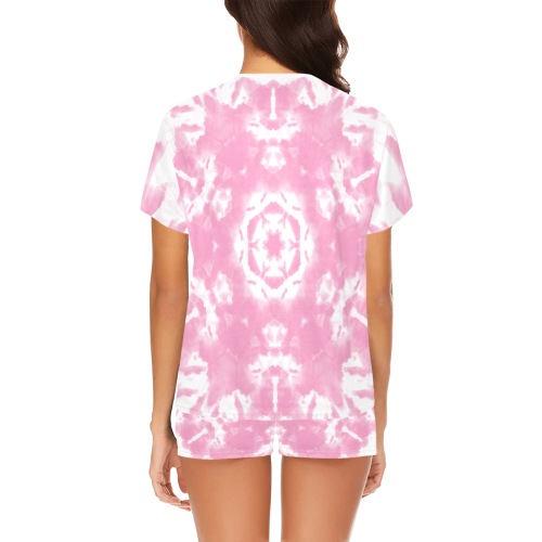 Ô Pink Tie Dye on White Women's Short Pajama Set