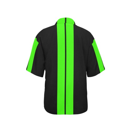 Race Car Stripe Center Black / Neon Green All Over Print Hawaiian Shirt for Women (Model T58)
