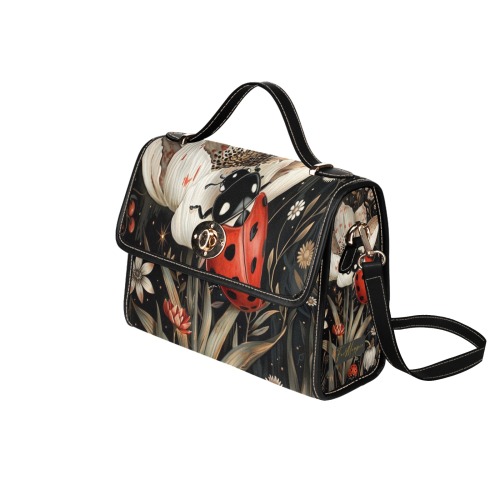 Lady Bug Satchel Handbag Waterproof Canvas Bag-Black (All Over Print) (Model 1641)