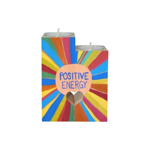 Positive Energy Wooden Candle Holder (Without Candle)