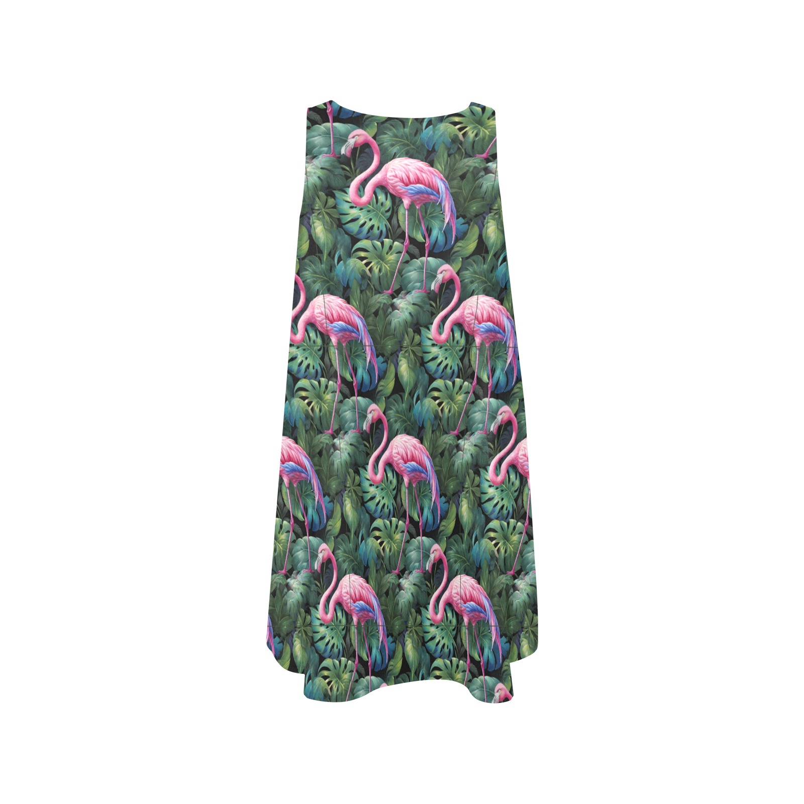Flamingos Tropical Jungle Seamless Pattern Sleeveless A-Line Pocket Dress (Model D57)