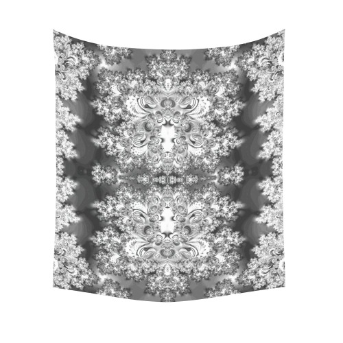 Silver Linings Frost Fractal Polyester Peach Skin Wall Tapestry 60"x 51"