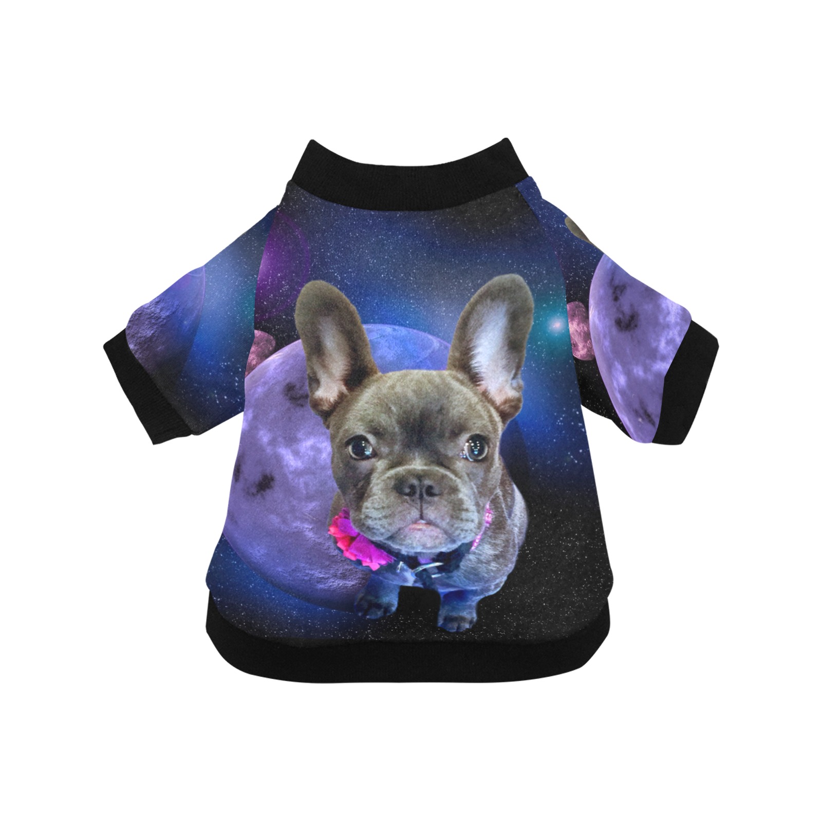 Dog French Bulldog and Planets Pet Dog Round Neck Shirt