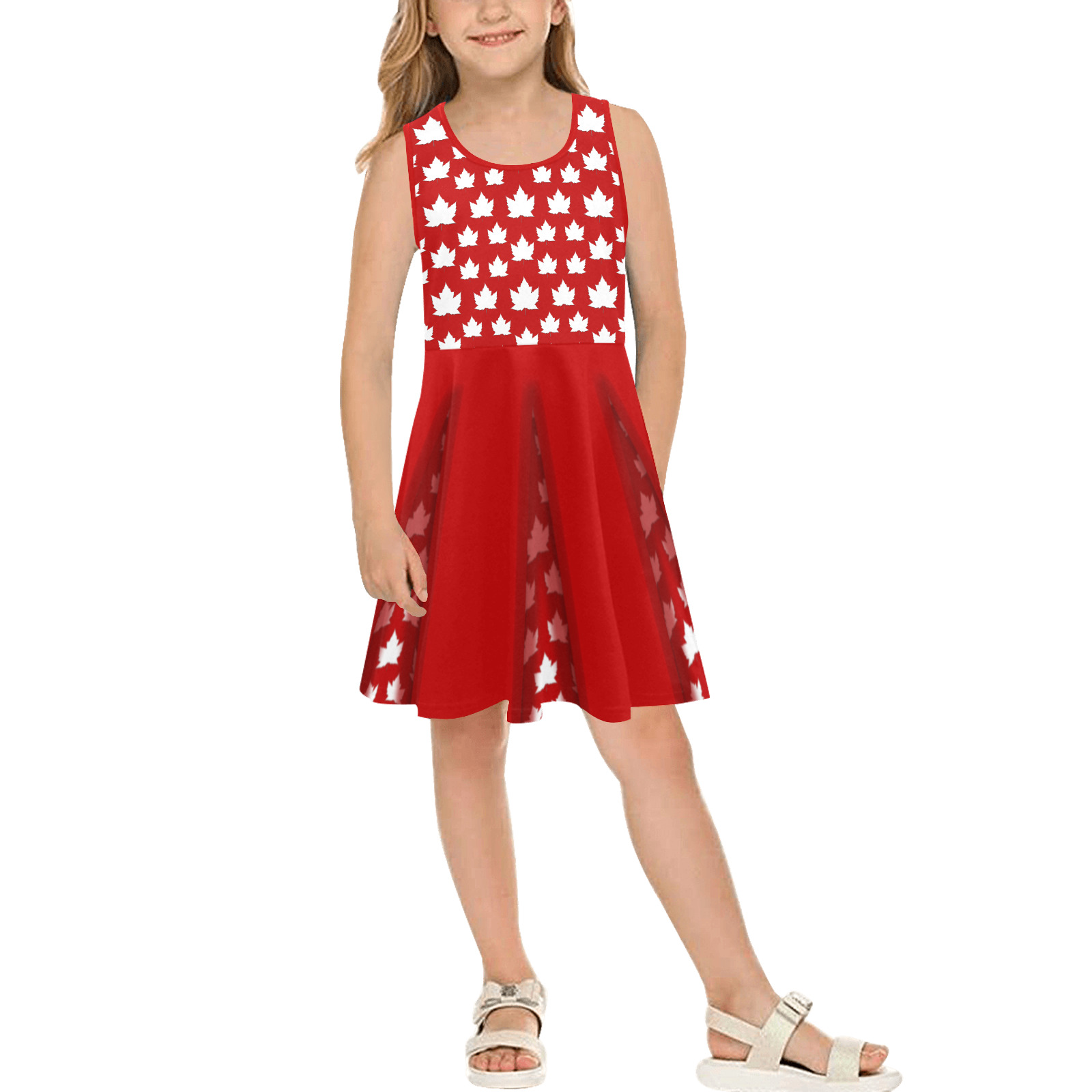 Cute Girl's Canada Dresses Girls' Sleeveless Sundress (Model D56)