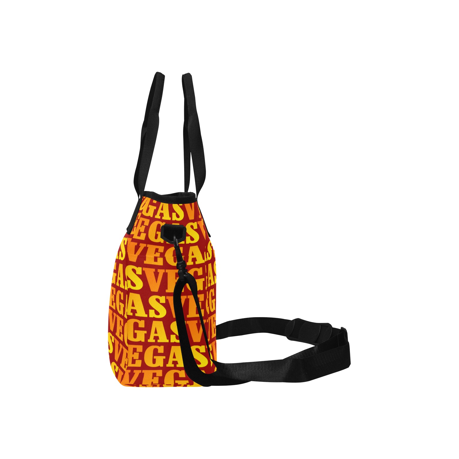 Golden Las VEGAS / Red Tote Bag with Shoulder Strap (Model 1724)