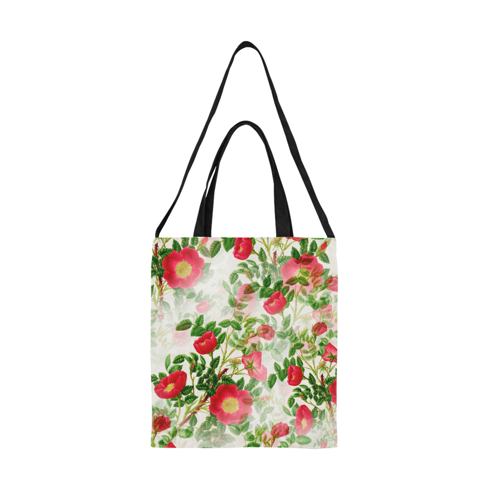 Vintage Red Floral Blossom All Over Print Canvas Tote Bag/Medium (Model 1698)