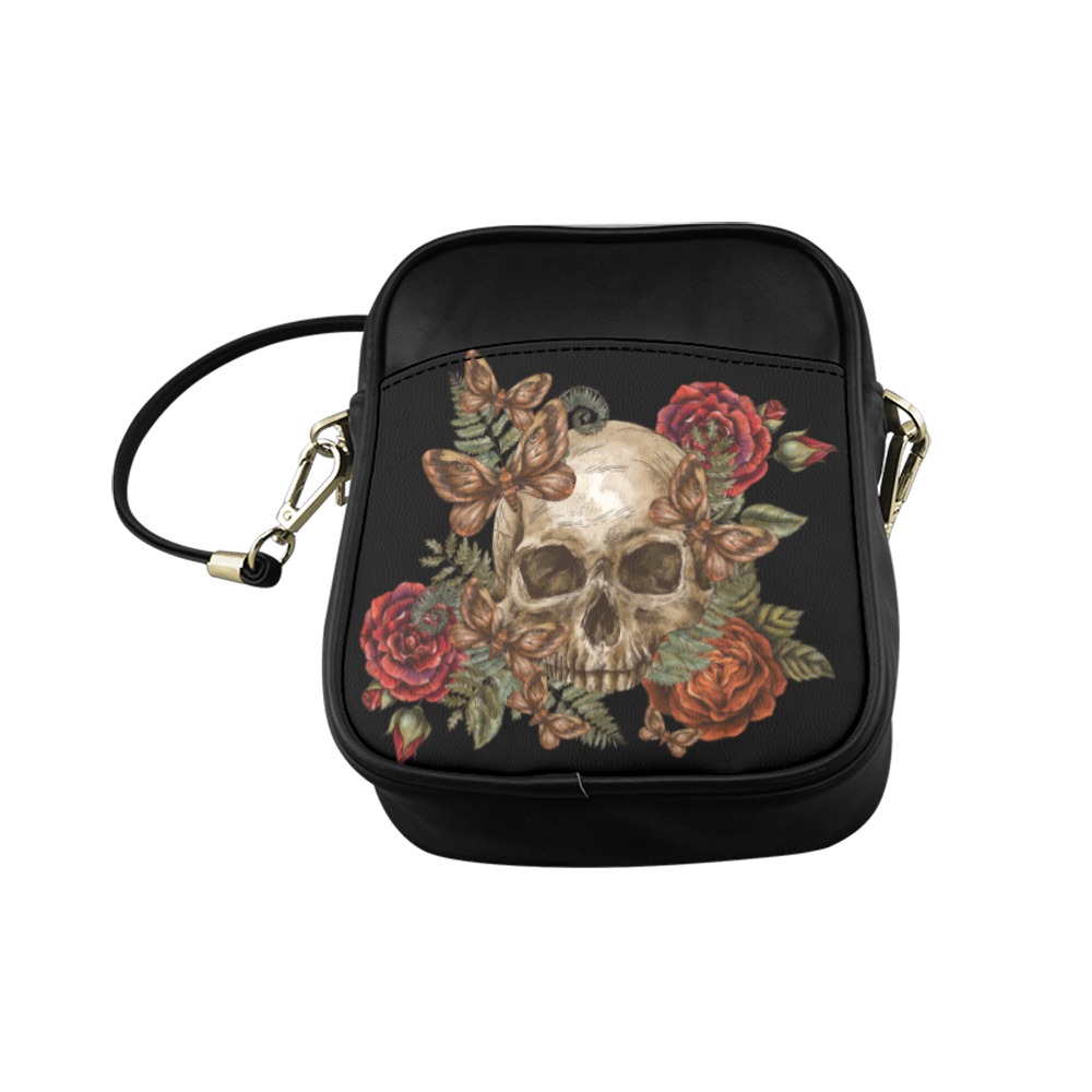Gothic Skull Floral Ladies Sling Bag Sling Bag (Model 1627)
