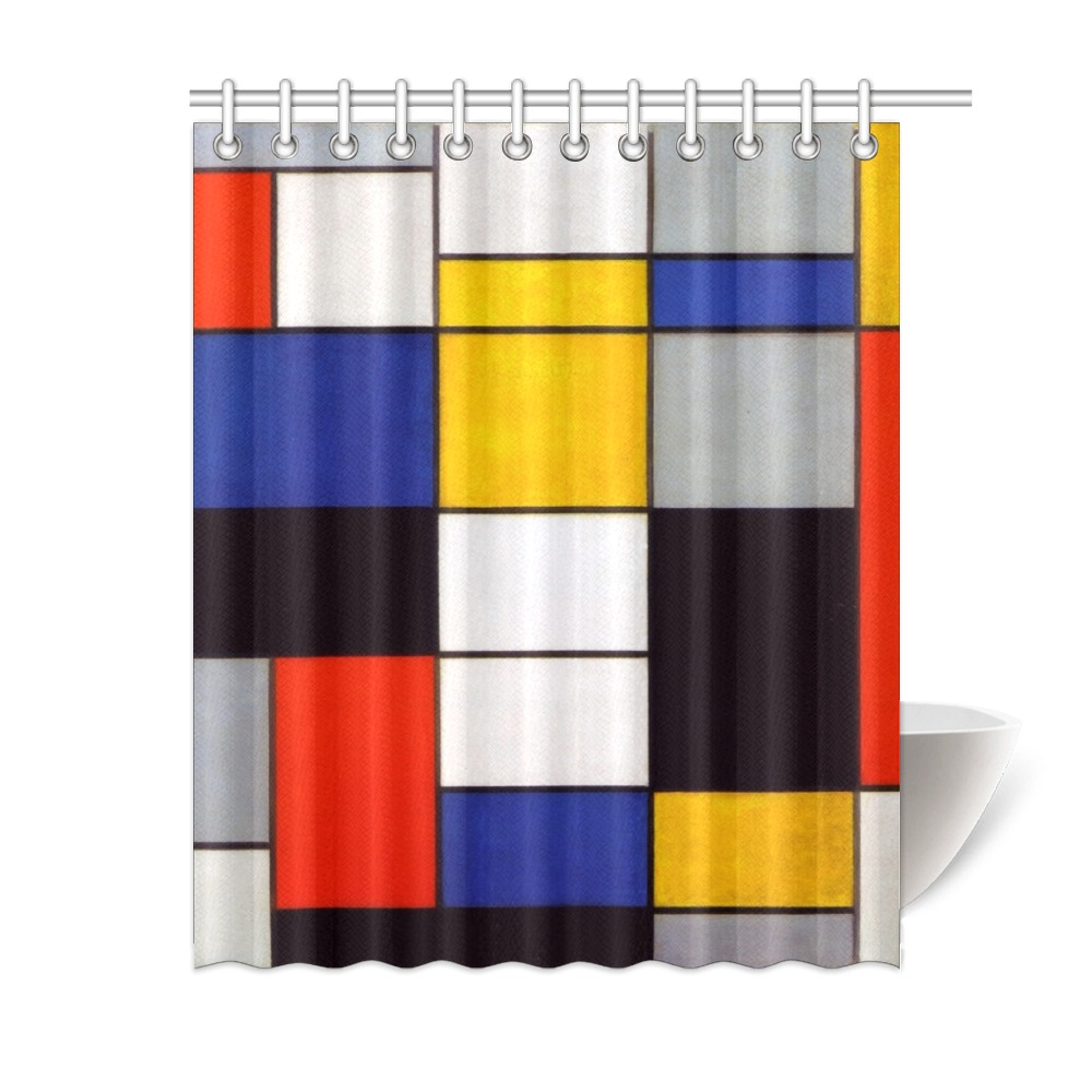 Composition A by Piet Mondrian Shower Curtain 60"x72"