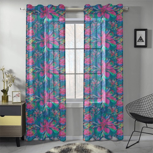 Unique Style Pattern Gauze Curtain 28"x84" (Two-Piece)