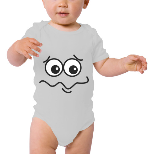 Funny Confused Comic Cartoon Face Baby Powder Organic Short Sleeve One Piece (Model T28)