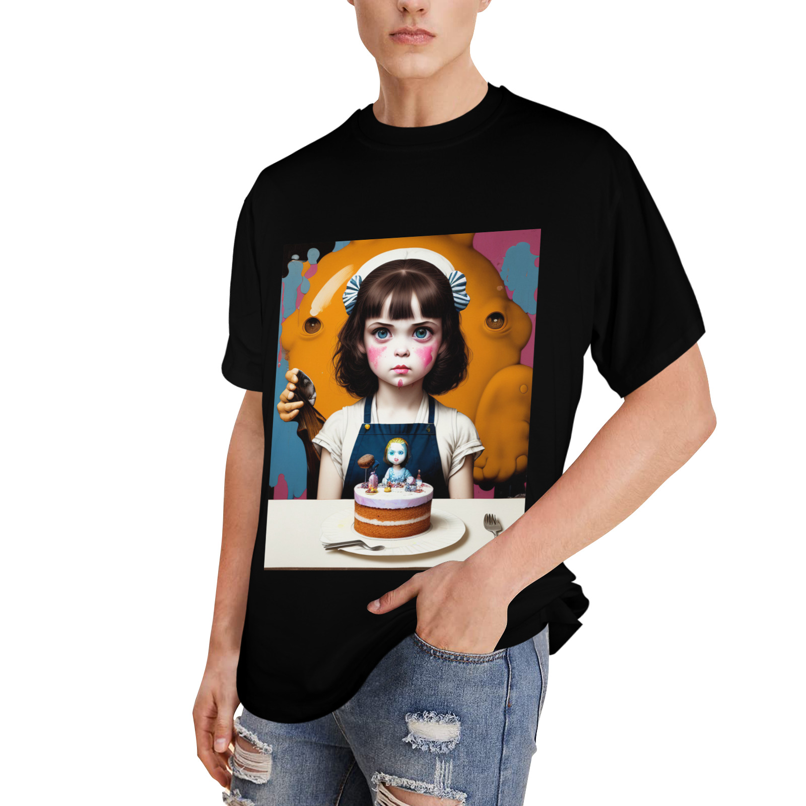 bakery girl 2 Men's Glow in the Dark T-shirt (Front Printing)
