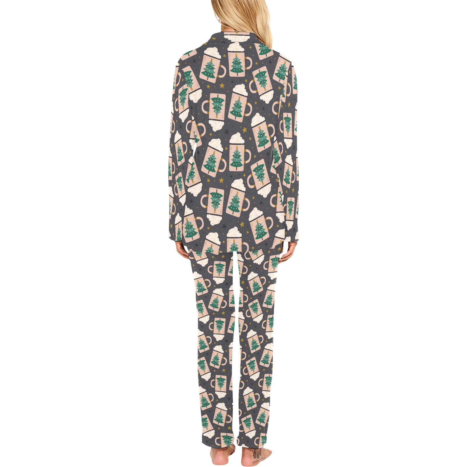 Christmas Hot Coco Pattern Women's Long Pajama Set
