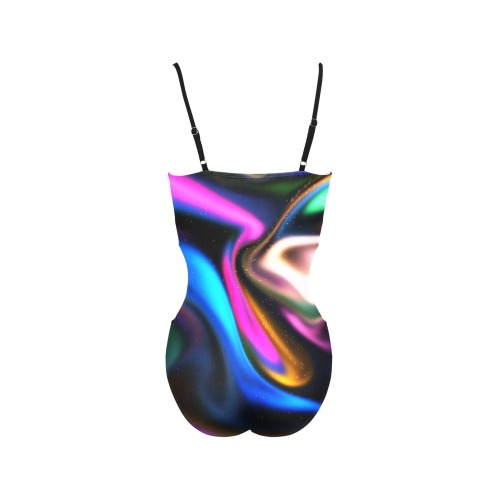 Blurred background Spaghetti Strap Cut Out Sides Swimsuit (Model S28)