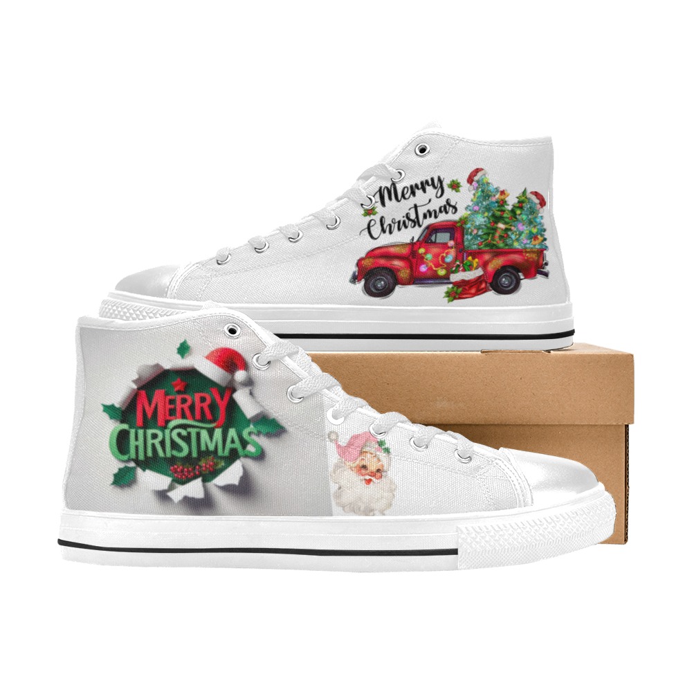 MerrychristmasTruck High Top Canvas Shoes for Kid (Model 017)